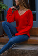 Womens Coral V-Neck Sweater GK-CCK6142