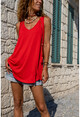 Womens Coral V-Neck Sleeveless A-Line Basic T-Shirt JR401