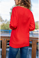 Womens Coral V Neck Loose Soft Textured Basic Sweater GK-CCK7090