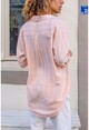 Womens Powder-White Self-Textured Striped Loose Shirt BST6017