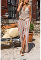 Womens Powder Washed Linen Slit Striped Waist Elastic Buttoned Loose Trousers Rsd3022