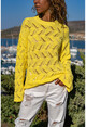 Womens Yellow Openwork Loose Sweater GK-CCKMT3050