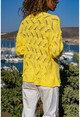 Womens Yellow Openwork Loose Sweater GK-CCKMT3050