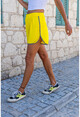 Womens Yellow Ribbed Soft Textured Shorts Bst3271