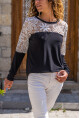 Kadın Siyah-Beyaz Dantel Garnili Bluz Cck2525