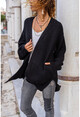 Womens Black Loose Cardigan with Pocket GK-CCK4321