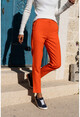 Womens Orange Waistband Striped Pencil Pants GK-ART205