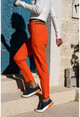 Womens Orange Waistband Striped Pencil Pants GK-ART205