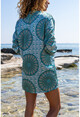 Womens Green Satin Double Pocket Loose Kimono BST3250
