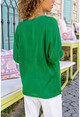Womens Green Bat Sleeve Openwork Soft Textured Loose Sweater GK-CCK1802