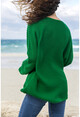 Womens Emerald Green V-Neck Sweater GK-CCK6142