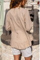Kadın Bej Eteği Katlı Fırfırlı Vual Bluz BST700-3571