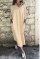 Kadın Bej Poplin Uzun Cepli Gömlek Elbise BST700-3555