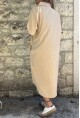 Kadın Bej Poplin Uzun Cepli Gömlek Elbise BST700-3555