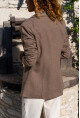 Kadın Bronz Kendinden Desenli Kaşe İçi Astarlı Tek Düğme Blazer Ceket Bst3449