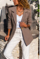 Kadın Bronz Kendinden Desenli Kaşe İçi Astarlı Tek Düğme Blazer Ceket Bst3449