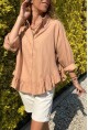 Kadın Camel Eteği Fırfırlı Vual Salaş Gömlek BST700-3570