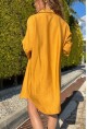 Kadın Camel Keten Görünümlü Truvakar Kol Salaş Gömlek Elbise BST700-3582