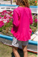 Kadın Fuşya Eteği Katlı Fırfırlı Vual Bluz BST700-3571
