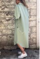 Kadın Mint Poplin Uzun Cepli Gömlek Elbise BST700-3555