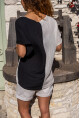 Kadın Siyah-Bej Kruvaze Color Block Kendinden Dokulu Bluz BST700-3572