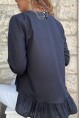 Kadın Siyah Eteği Katlı Fırfırlı Vual Bluz BST700-3571
