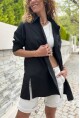Kadın Siyah Poplin Yanı Yırtmaçlı Oversize Uzun GömlekBST700-3518