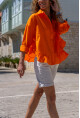 Kadın Turuncu Eteği Fırfırlı Vual Salaş Gömlek BST700-3570