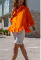 Kadın Turuncu Eteği Fırfırlı Vual Salaş Gömlek BST700-3570