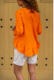 Kadın Turuncu Eteği Katlı Fırfırlı Vual Bluz BST700-3571