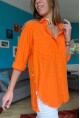 Kadın Turuncu Yanı Düğmeli Eteği Püsküllü Gömlek GK-AYN1666