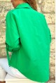 Kadın Yeşil Kolları Apoletli Cepli Poplin Salaş Gömlek BST700-3557